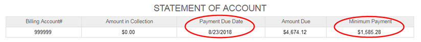 U-Bill Statement of Account Summary